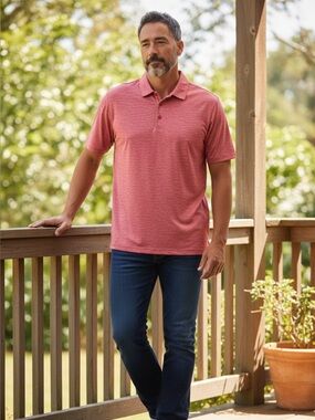 Heather Red Short-Sleeve Polo Shirt 1292